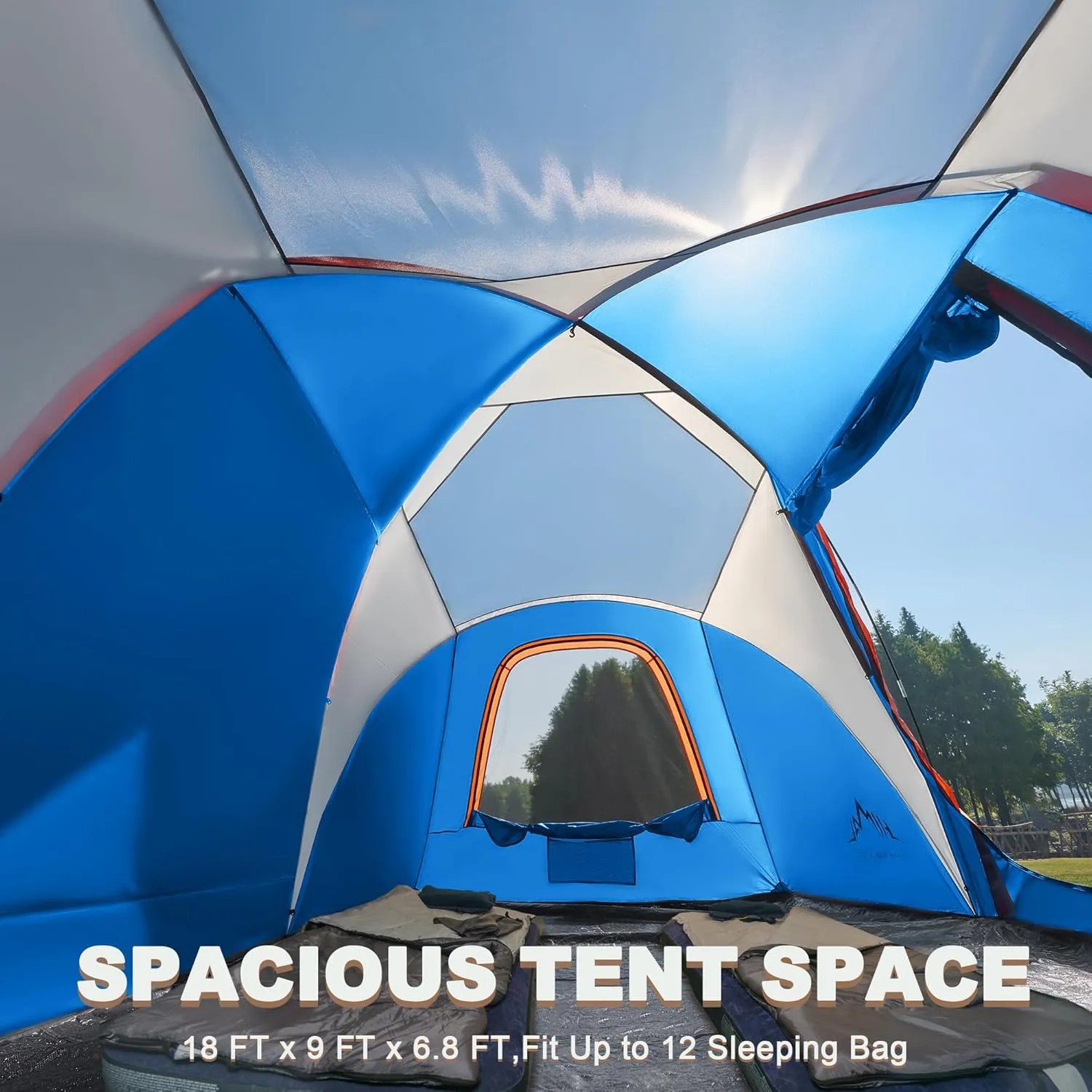 10 Person Family Tents for Camping Waterproof, Music Festival, Parties,2 Room Big Tent with 4 Large Mesh Windows, Double Layer, Easy Setup, Weather Resistant,18ft X 9ft X6.8ft