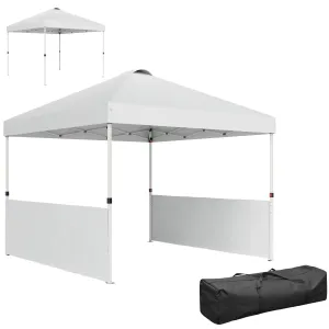 10' x 10' Pop Up Canopy Tent with 2 Half Sidewalls, UV50 , Wheeled Bag, White