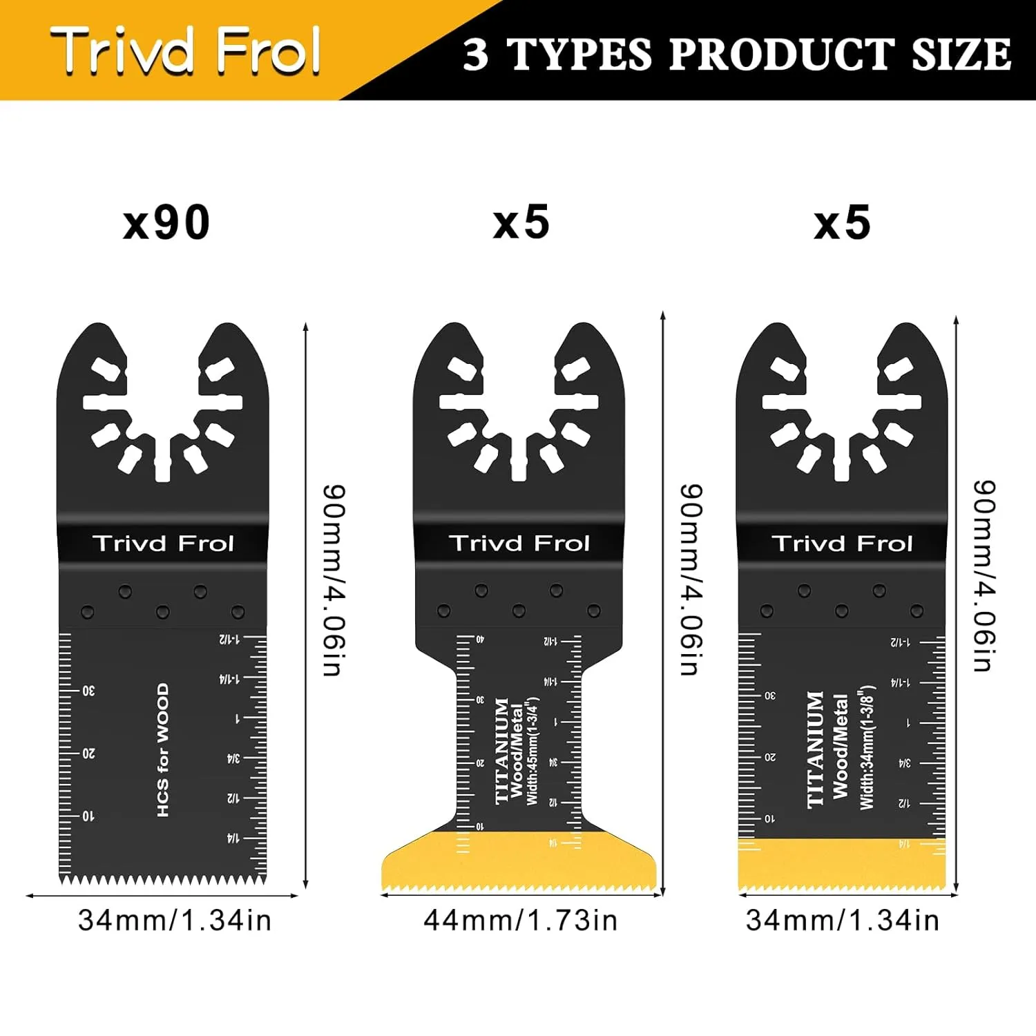 100PCS Oscillating Saw Blades, Professional Universal Titanium Multitool Blades for Wood Plastics Metal, Quick Release Multi Tool Blades Kits Fit Dewalt Ryobi Milwaukee Rockwell Fein