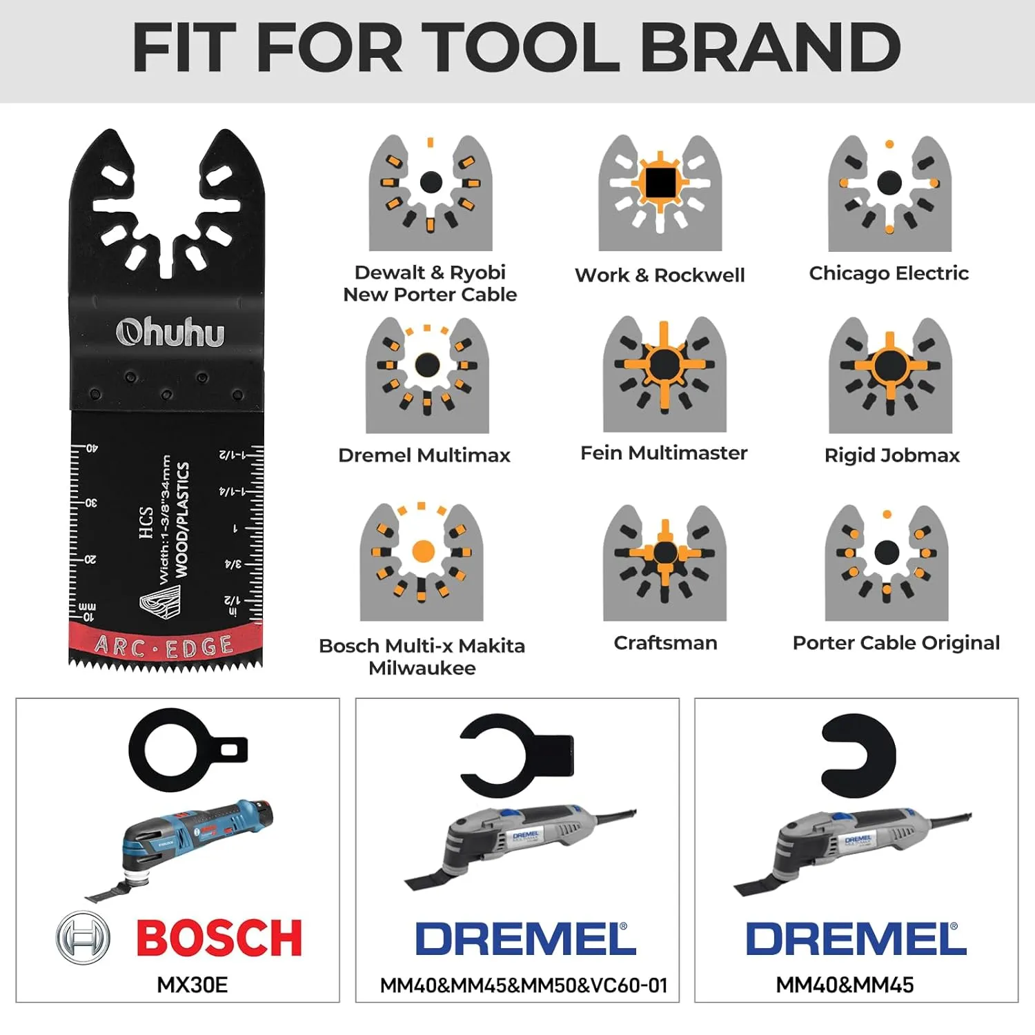 104PCS Oscillating Blades, Ohuhu 14 Assored Multi Tool Blades and Sandpape for Wood Metal Plastic Sanding Tile Cement - Quick Release Oscillating Saw Fit Dewalt Milwaukee Multimaster Ryobi Makita Fein