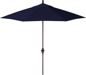 108'' Round Octagonal Outdoor Patio Umbrella Market Style with Adjustable Collar Tilt & Crank Lift | Solid Navy Blue Color Bronze Pole Olefin Fabric Canopy | Durable All Weather UV, Fade Resistant