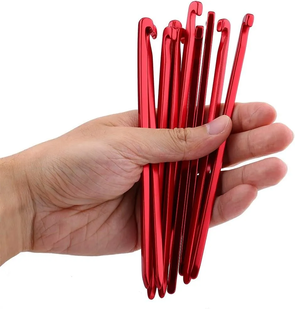10Pcs 16cm Tent Stakes, Heavy Duty Aluminum Tent Pegs Awning Stakes Canopy Nails with Hook Outdoor Canopy Rock Pegs Nails for Camping, Grass, Ice Ground (#1)