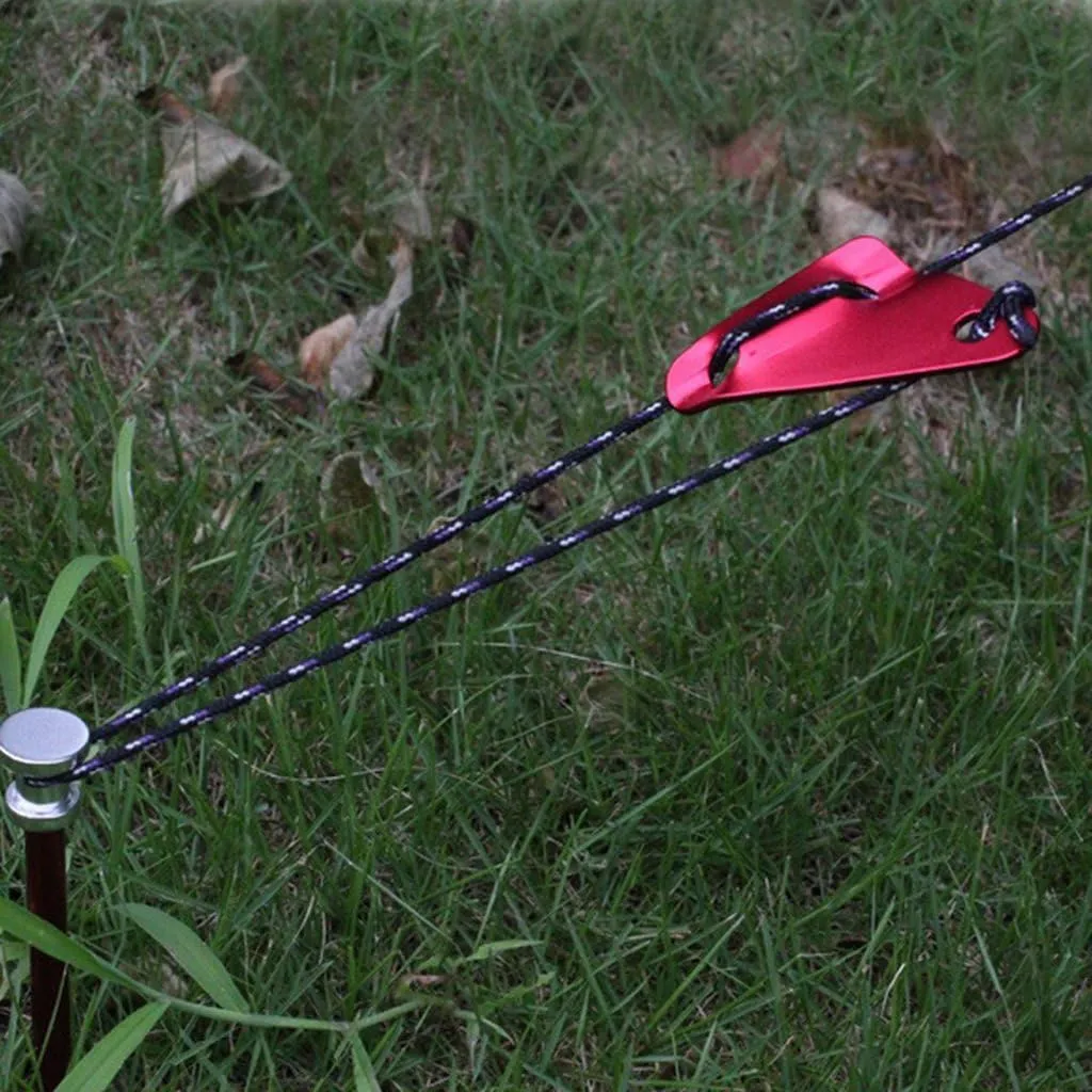 10pcs 6mm Aluminum Alloy Triangle Tent Guy Line Runners, Red, Self-Locking, for Camping Hiking Picnic