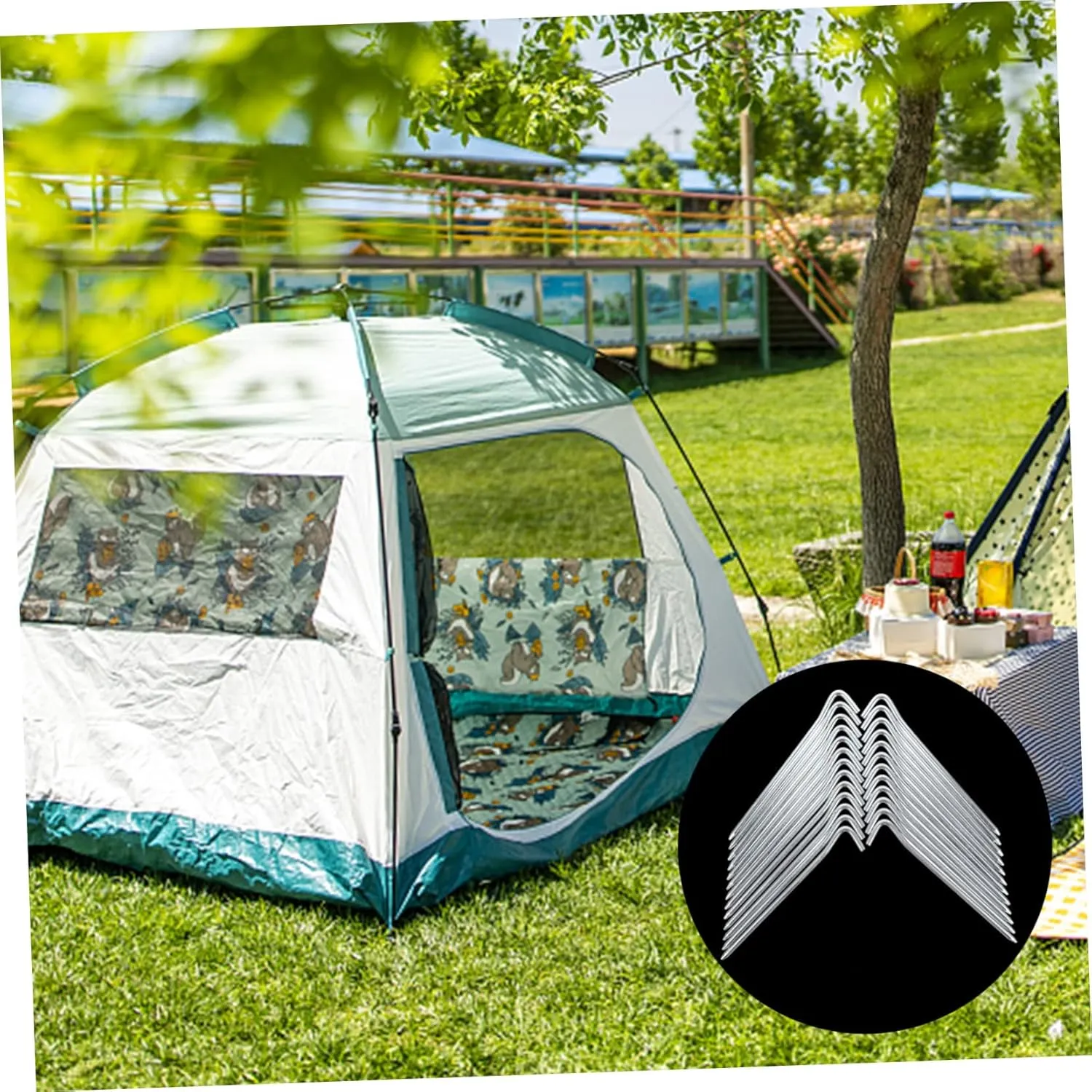 10pcs Galvanized Iron Tent Stakes Heavy Duty Metal Pegs for Camping Outdoor Use and Tarp Anchoring for Grass Ice Ground and Canopy Setup