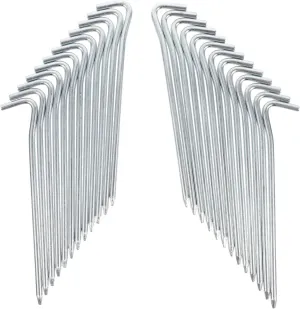 10pcs Galvanized Iron Tent Stakes Heavy Duty Metal Pegs for Camping Outdoor Use and Tarp Anchoring for Grass Ice Ground and Canopy Setup