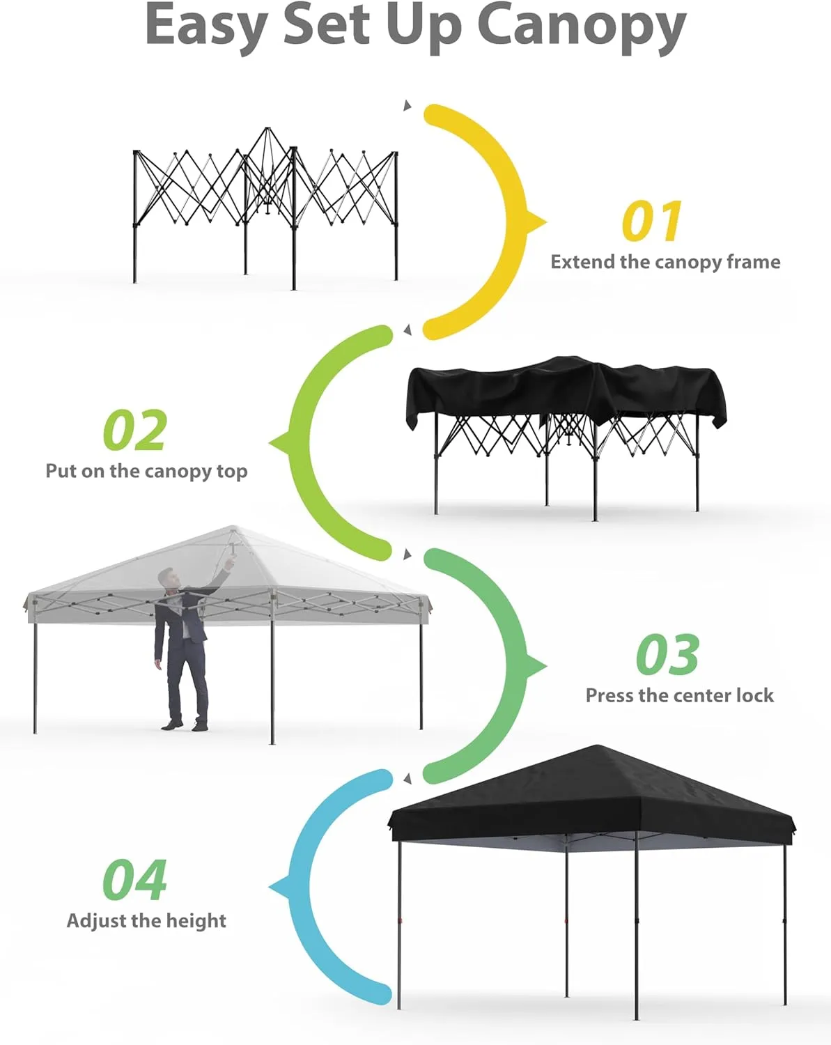 10x10 Pop Up Canopy Tent Outdoor Canopy with 4 Removable Sidewalls Heavy Duty Commercial Instant Tent Shelter (Black, 10x10FT/4 Side Walls)
