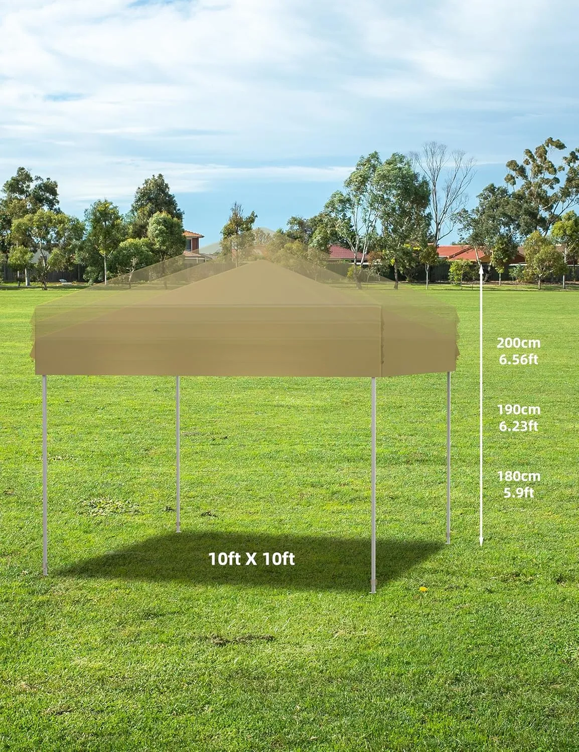 10x10 Pop Up Canopy Tent Outdoor Canopy with Removable Sidewalls Heavy Duty Commercial Instant Tent Shelter (Khaki, 4-Sidewall)