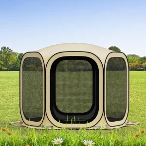 10x10 Pop-up Screen House Tent,Portable Screen Room for Outdoor with Storage Bag,Pop up Gazebo with Mosquito Netting,Screened in Canopy for Camping with 2 Zipper Entrances for Traile/Deck/Wading Pool