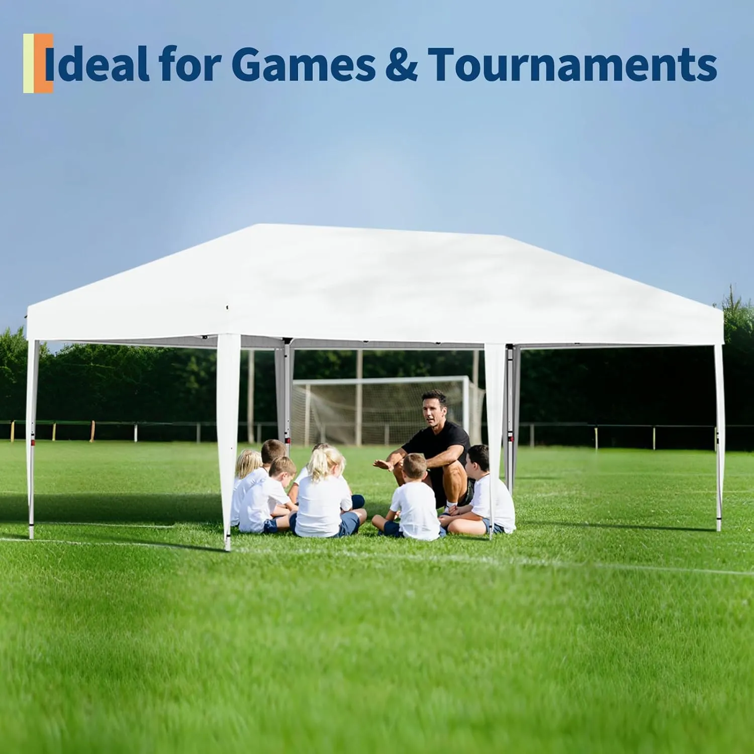 10x20 Pop Up Canopy Tent Outdoor Canopy with No Removable Sidewall One-Person Set Up Heavy Duty Commercial Instant Tent Shelter-White