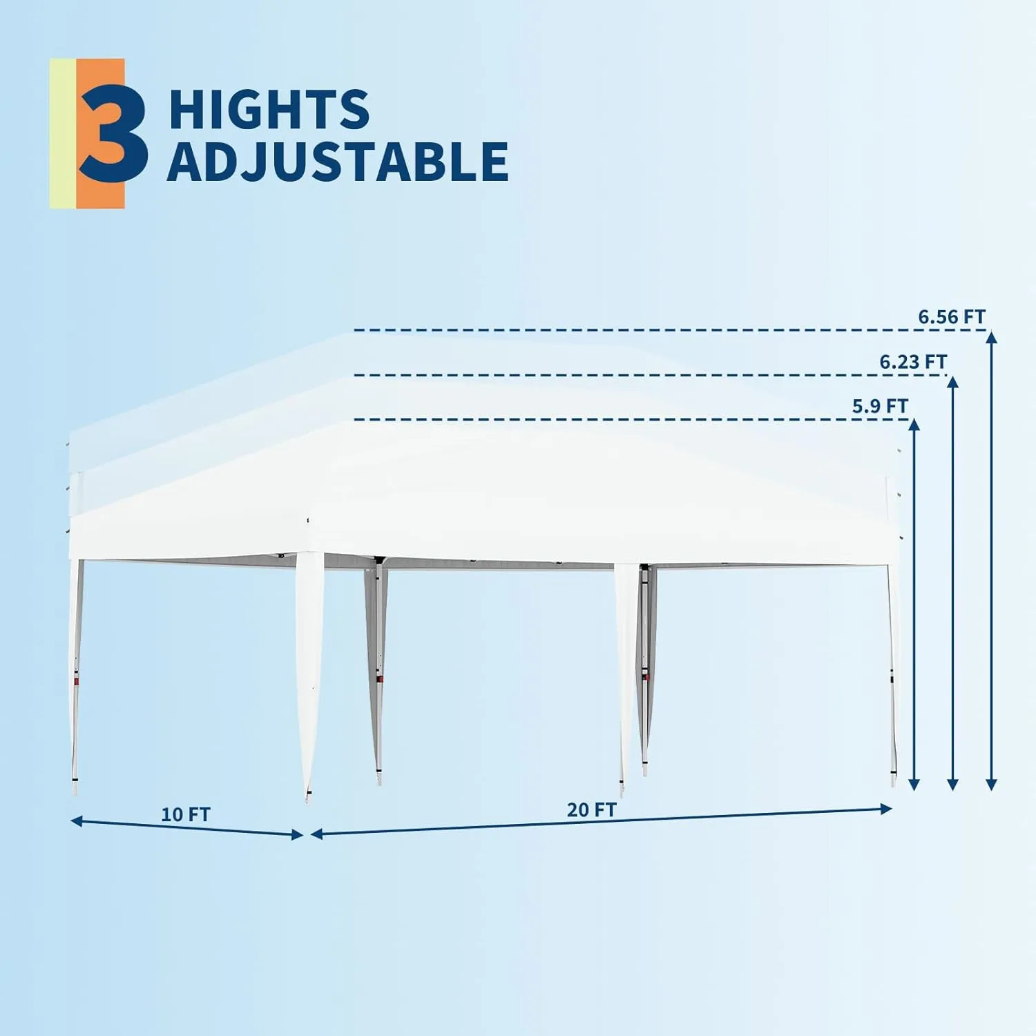 10x20 Pop Up Canopy Tent Outdoor Canopy with No Removable Sidewall One-Person Set Up Heavy Duty Commercial Instant Tent Shelter-White