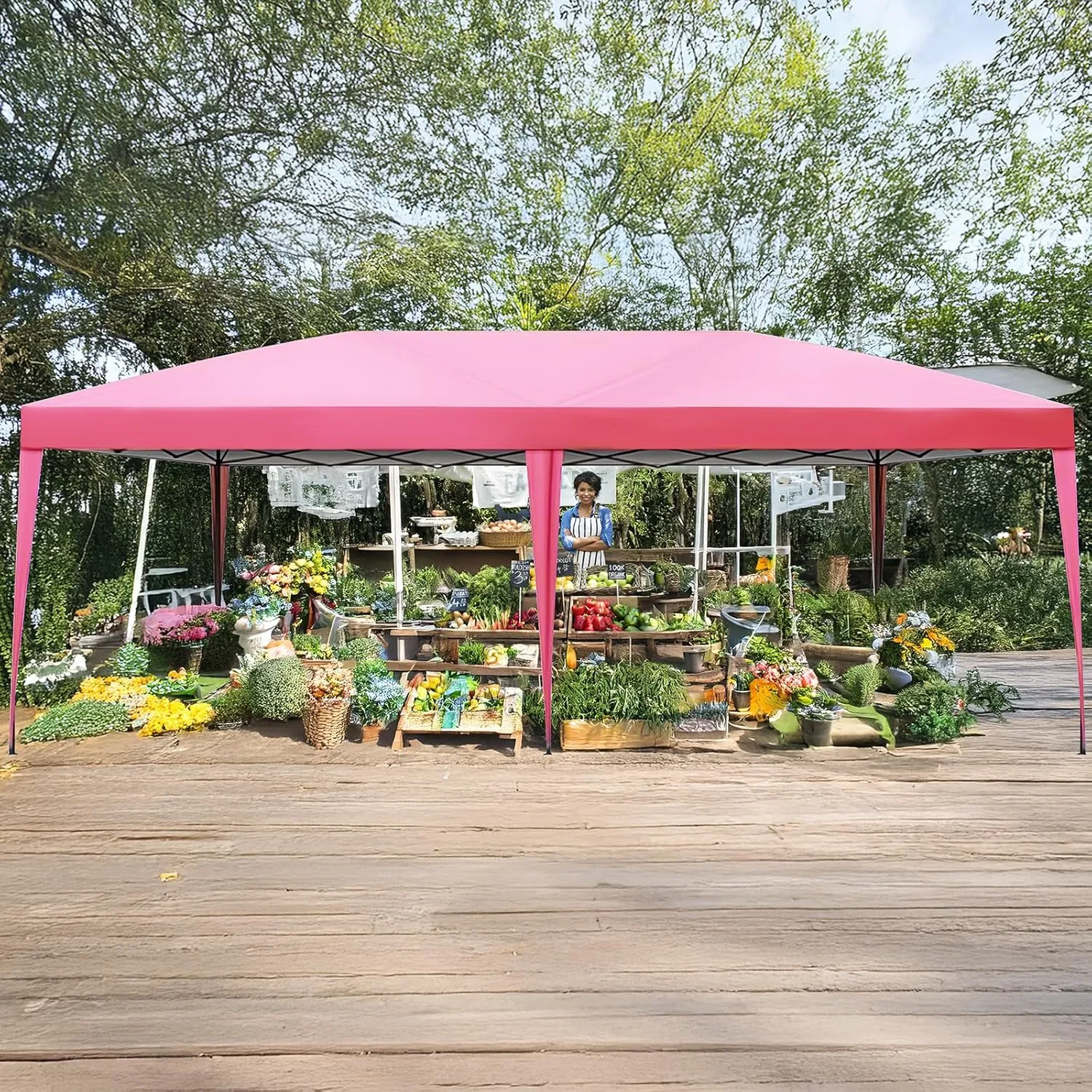 10x20 Pop Up Canopy with 6 Removable Sidewalls,Portable Instant Commercial Canopy,Beach Sun Shelter Waterproof Outdoor Tent with 6 pcs Weight Bag,Carry Bag, Rose Quartz