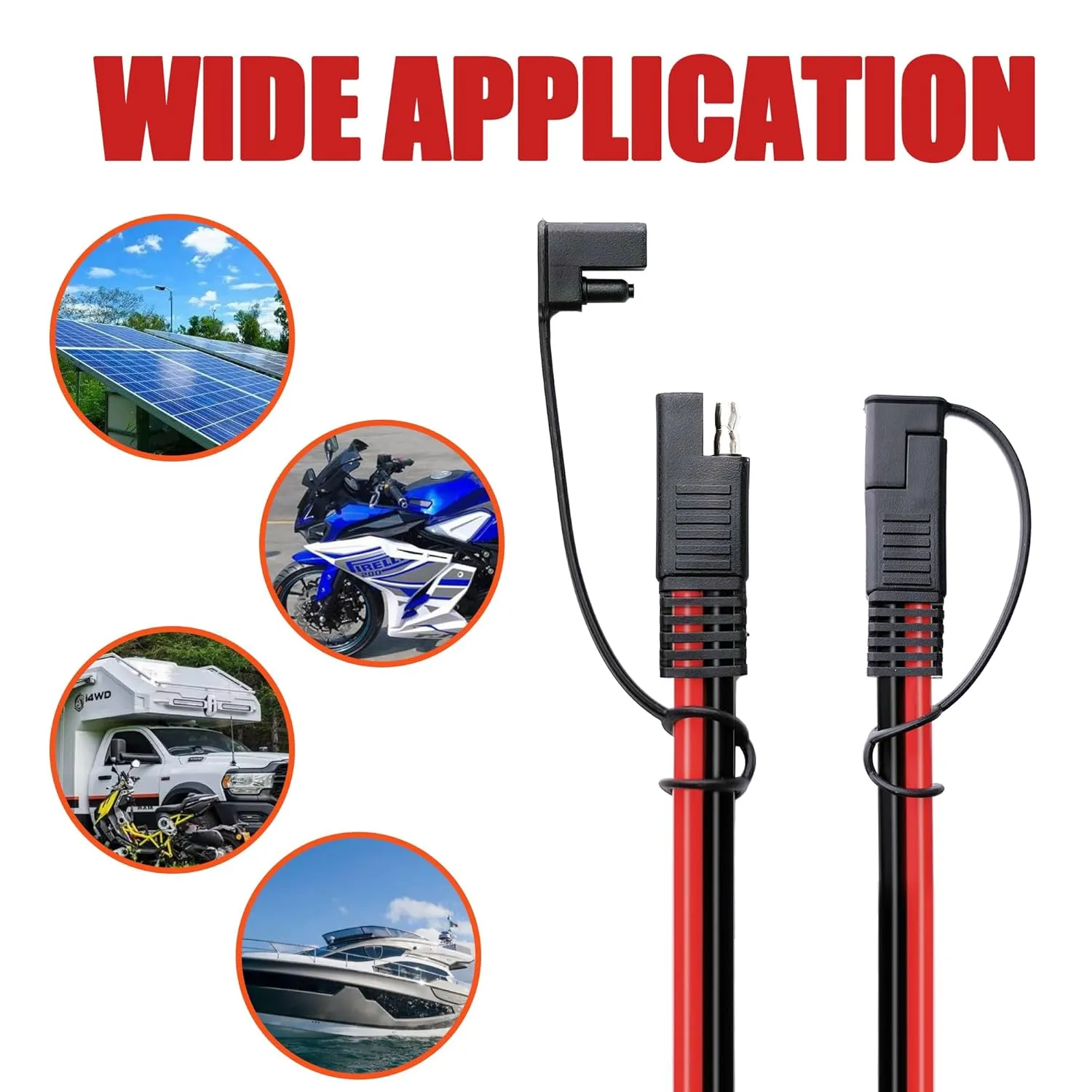 12 Feet SAE to SAE Extension Cable 12AWG,12 Gauge SAE Adapter Cable,SAE Ports Wire for Solar Panel Battery Automotive RV Camp Trailer Tractor