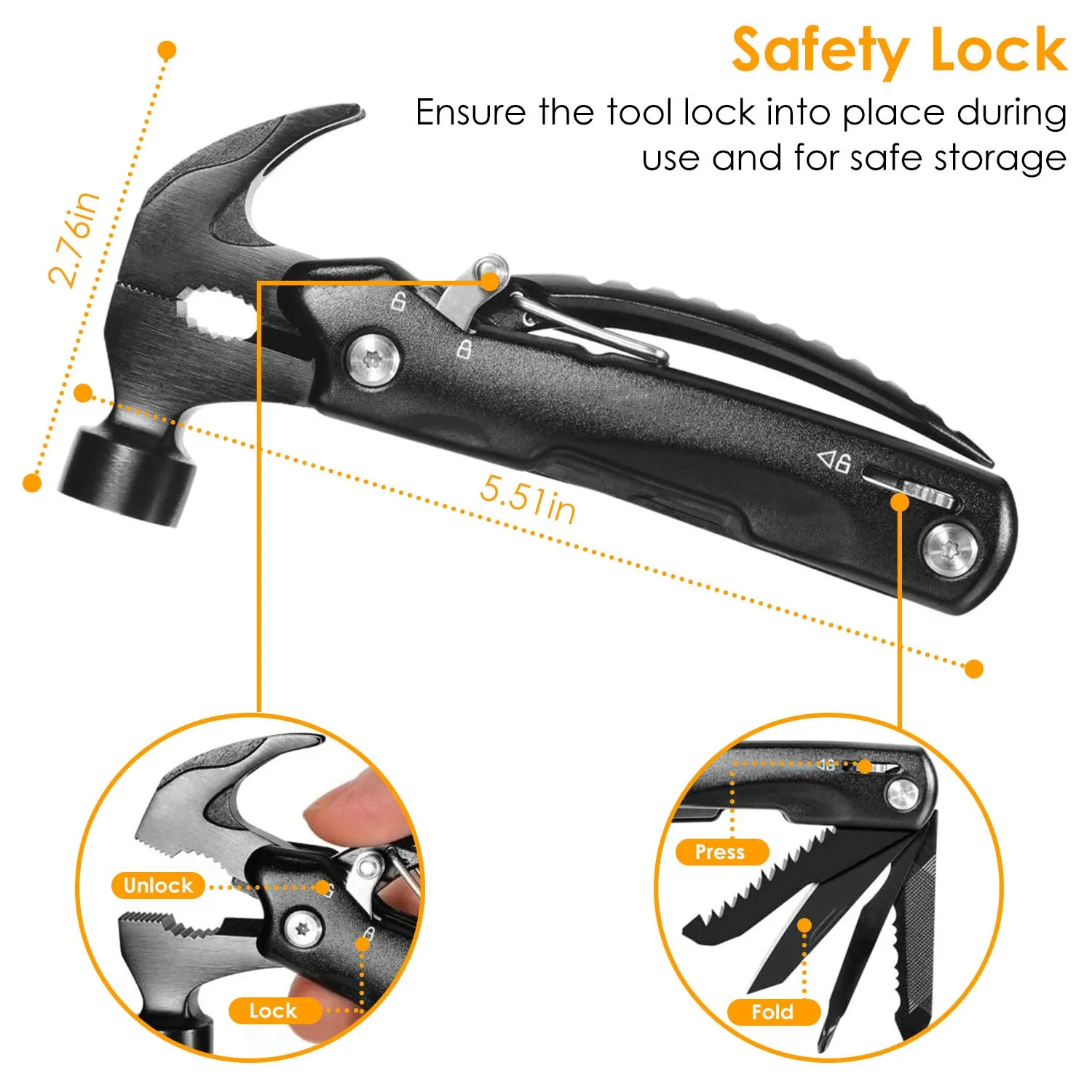 12-in-1 Stainless Steel Portable Hammer Multitool