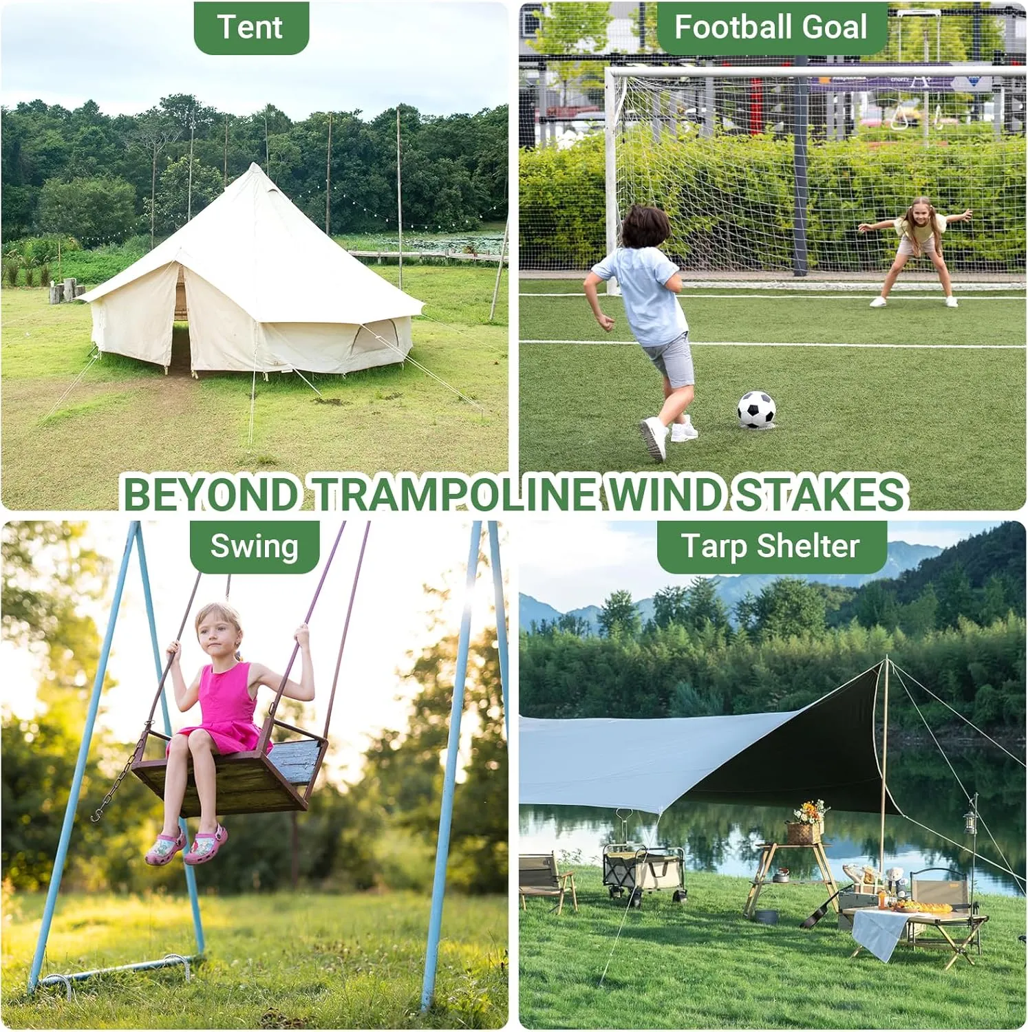 12 INCH 8 Pack Trampoline Stakes, U Shaped Ground Anchors Wind Stakes, Heavy Duty Trampoline Parts, Steel Stakes for Trampolines, Outdoor Canopies, Camping Tents and Football Goals, Silver