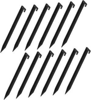 12 Pcs Outdoor Tent Pegs Tents Tent Spikes Beach Sand Stakes Tent Poles Heavy Duty Stakes for Ground Outdoor Tent Ground Nail Tent Camping Stakes Tarp Stakes Black Plastic