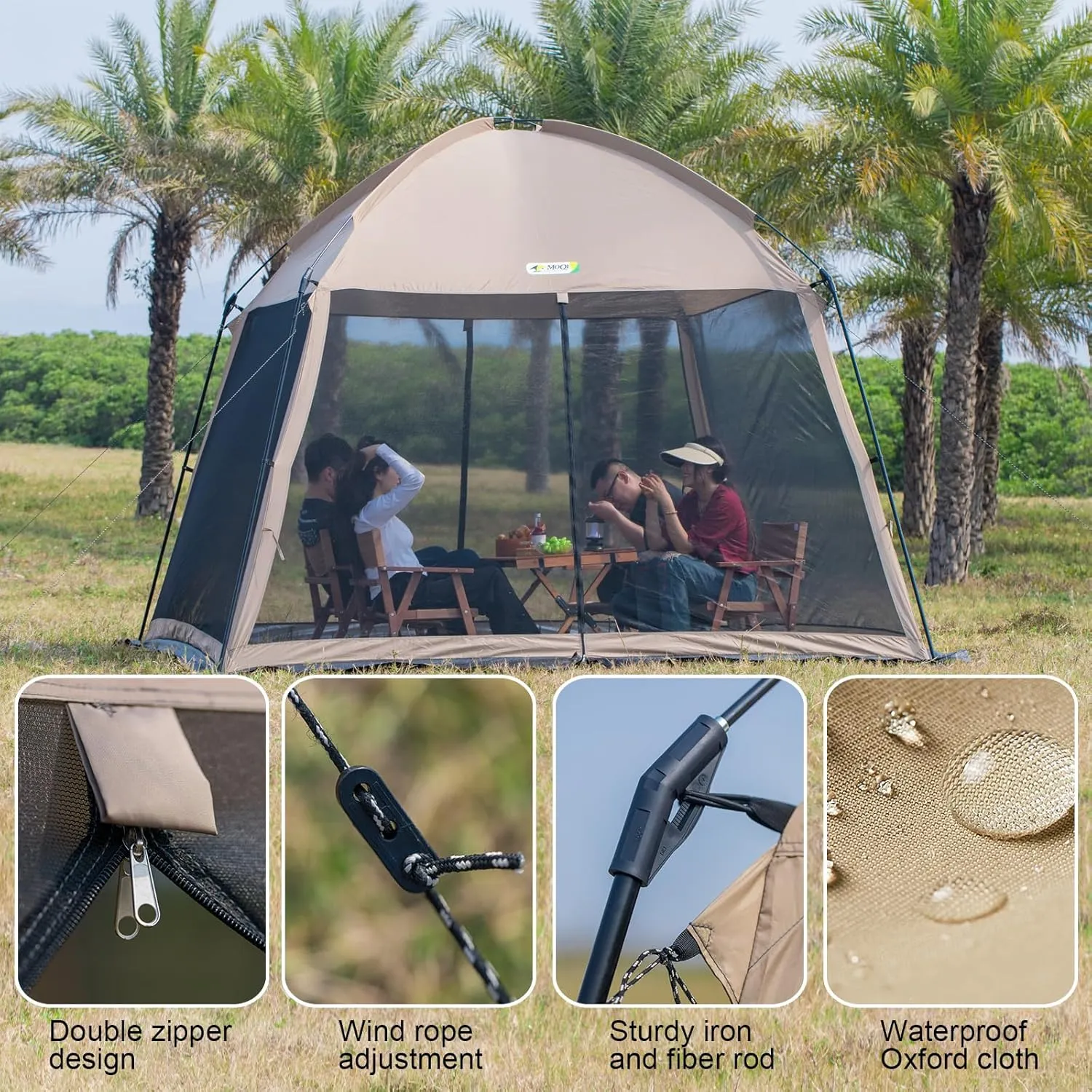 12x12 Ft Screen House Tent - Instant Pop Up Mesh Canopy Shelter with Waterproof & Sunshade Roof, Easy Setup for Camping, Backyard, Beach, Picnic