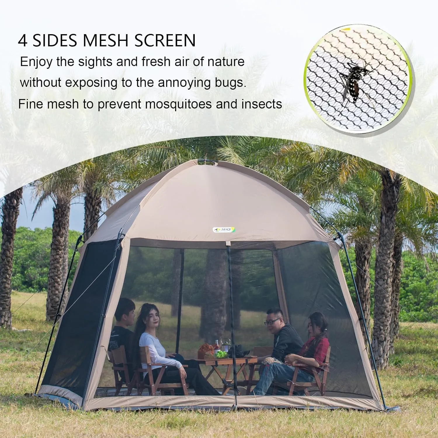 12x12 Ft Screen House Tent - Instant Pop Up Mesh Canopy Shelter with Waterproof & Sunshade Roof, Easy Setup for Camping, Backyard, Beach, Picnic