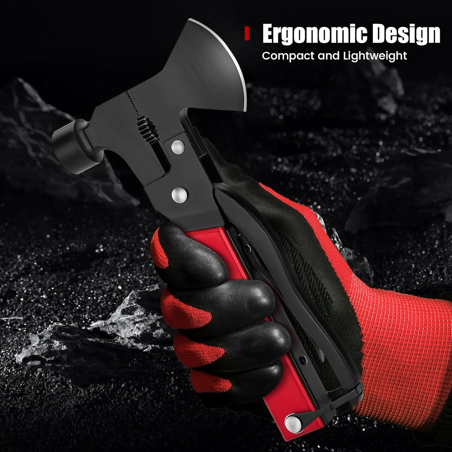 14-in-1 Multi Tools Hatchet Hammer Camping Gear, Multitool Hatchet Axe Camping Essentials for Camping Outdoor Survival Hiking (RedBlack)