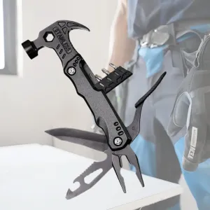 15-in-1 Multitool Hammer Survival Gear - Stainless Steel Camping Tool with Pliers,Nail Puller, Screwdriver,Saw,Bottle Opener - Emergency Escape Car Hammer,Outdoor Gifts for Men Dad Husband