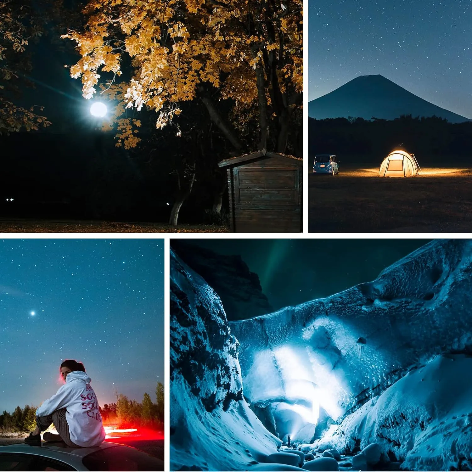 16500mAh 3000LM 4Color Flashlight Portable LED Camping Lantern Rechargeable Light 60W with Magnet, IP65 Waterproof Tent Light Power Failure Emergency Survival Kits (60W Pro)