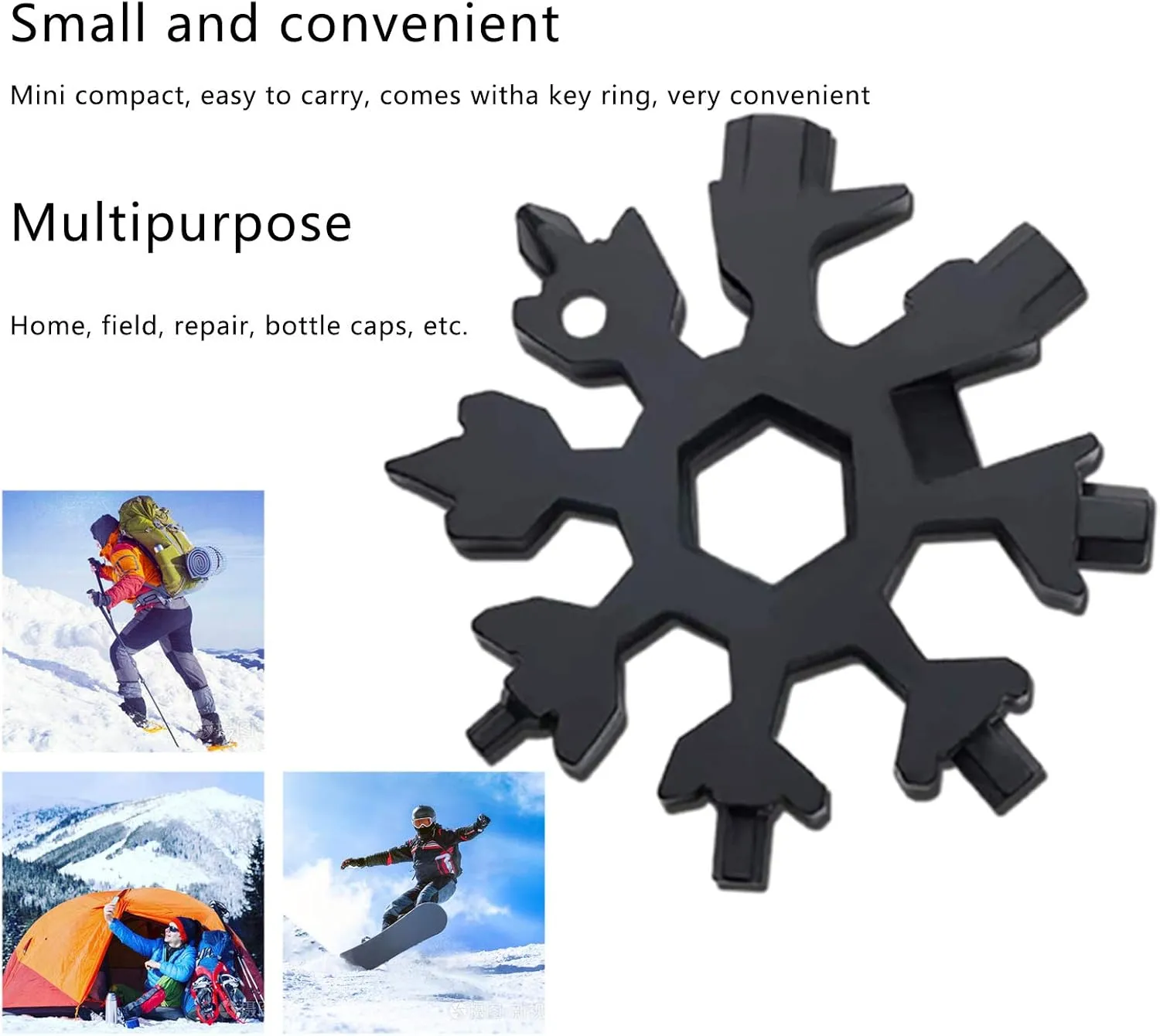 18-in-1 Snowflake Multi-Tool, BerniceKelly Stainless Steel Multitool Card Combination Compact Portable Outdoor Products Snowflake Tool Card