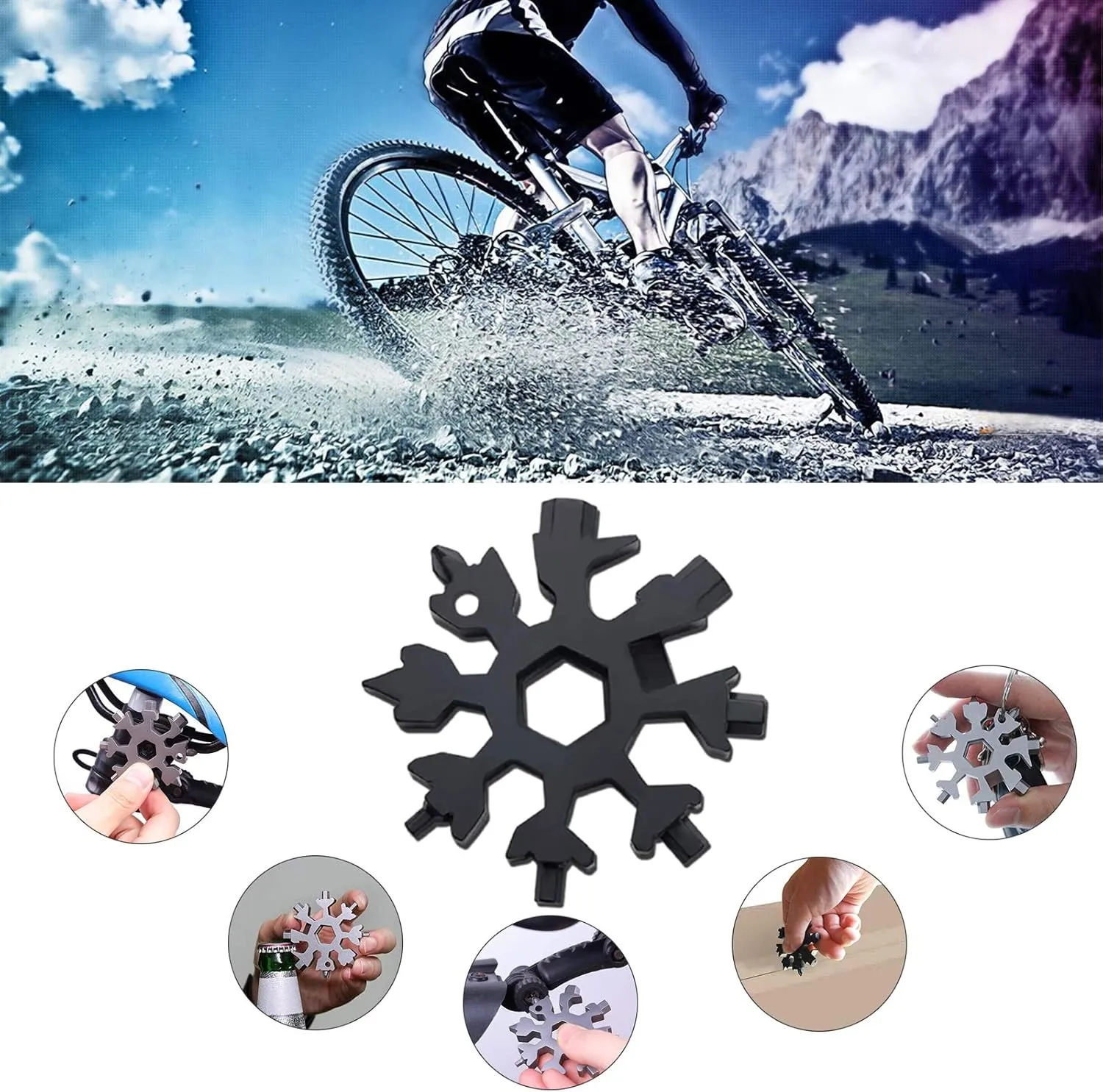 18-in-1 Snowflake Multi-Tool, BerniceKelly Stainless Steel Multitool Card Combination Compact Portable Outdoor Products Snowflake Tool Card