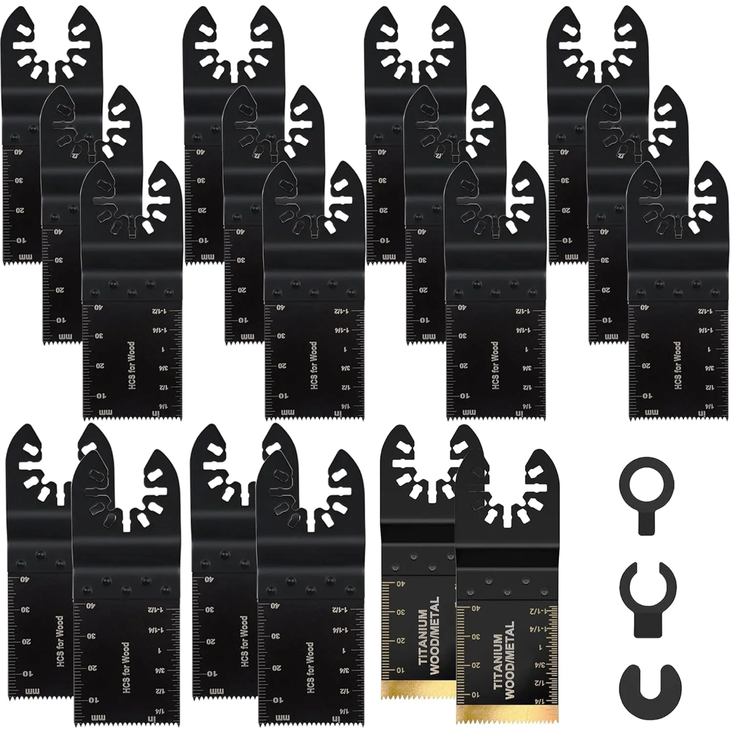 18PCS Oscillating Saw Blades, Universal Titanium Multitool Blades for Metal Nails Wood Plastic and Hard Material, Oscillating Tool Blade Kits Fit Dewalt Ryobi Milwaukee Rockwell Fein Makita