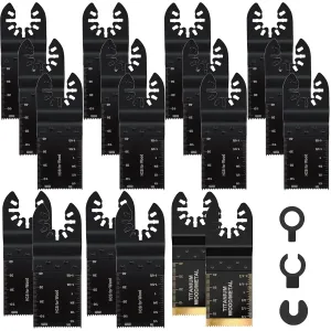 18PCS Oscillating Saw Blades, Universal Titanium Multitool Blades for Metal Nails Wood Plastic and Hard Material, Oscillating Tool Blade Kits Fit Dewalt Ryobi Milwaukee Rockwell Fein Makita