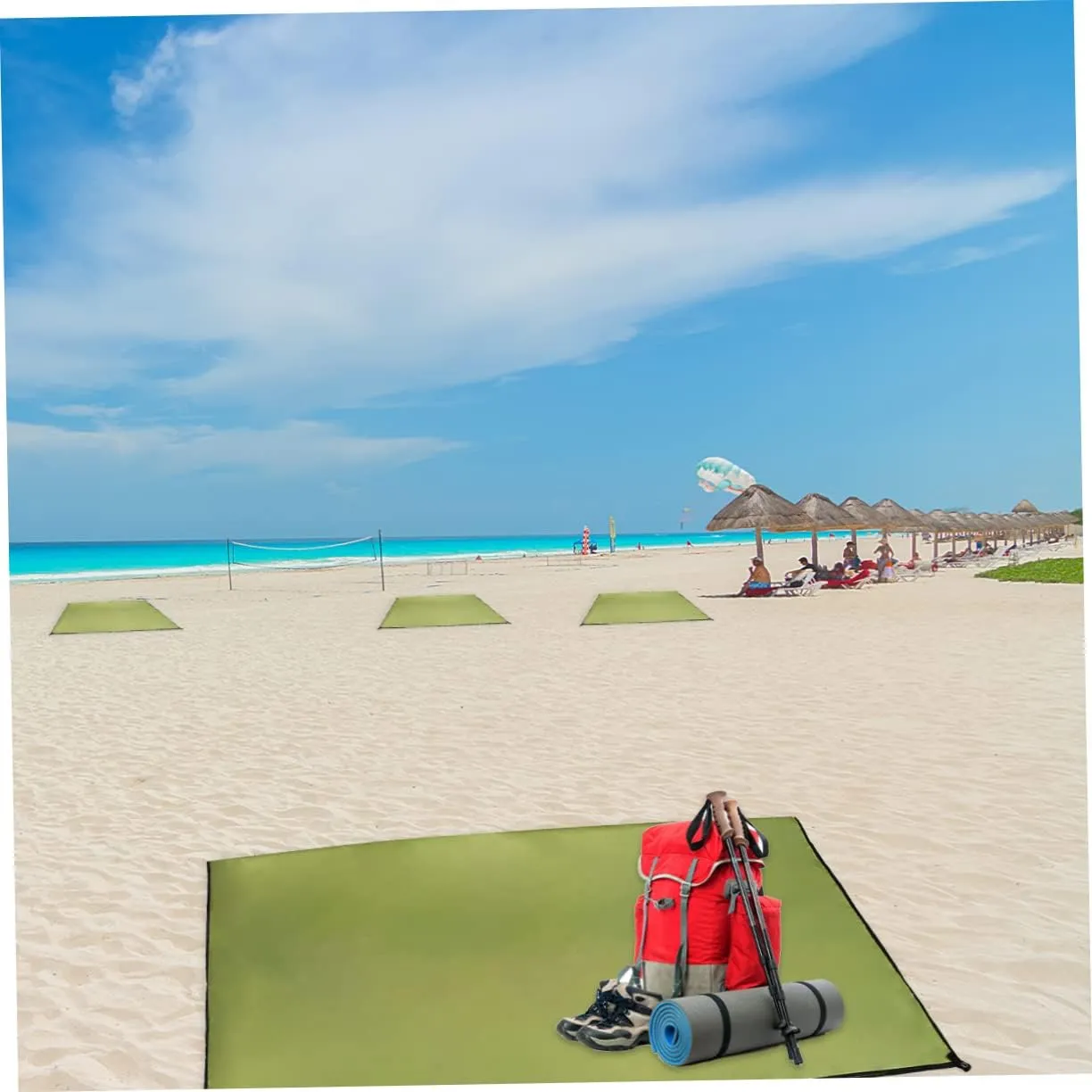 1pc Portable Outdoor Blanket Ground Mat Oxford Cloth for Beach Camping Hiking and Picnics Lightweight Uv Army Green