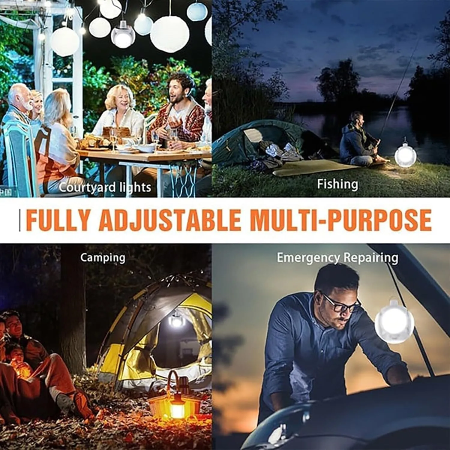 2 in 1 Folding Solar Lamp, Tenddaily 2 in 1 Folding Solar Lamp, Sola r & USB Charging Lantern Hanging Foldable Lamp, LED Camping Blub (2PC)