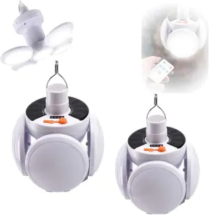 2 in 1 Folding Solar Lamp, Tenddaily 2 in 1 Folding Solar Lamp, Sola r & USB Charging Lantern Hanging Foldable Lamp, LED Camping Blub (2PC)