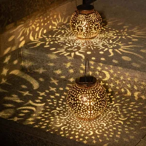 2 Pack Metal Moon Star Sun Solar Outdoor Lamps