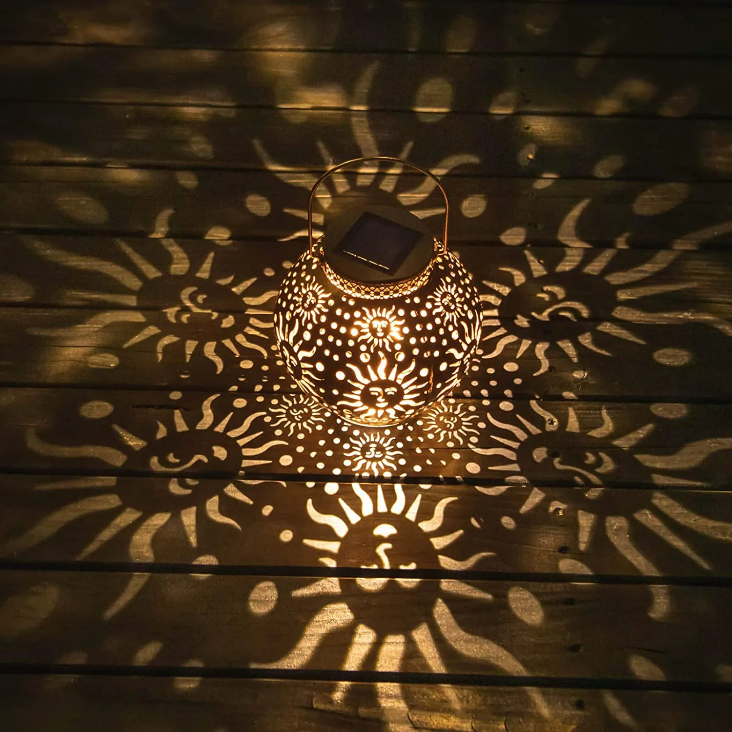 2 Pack Metal Moon Star Sun Solar Outdoor Lamps