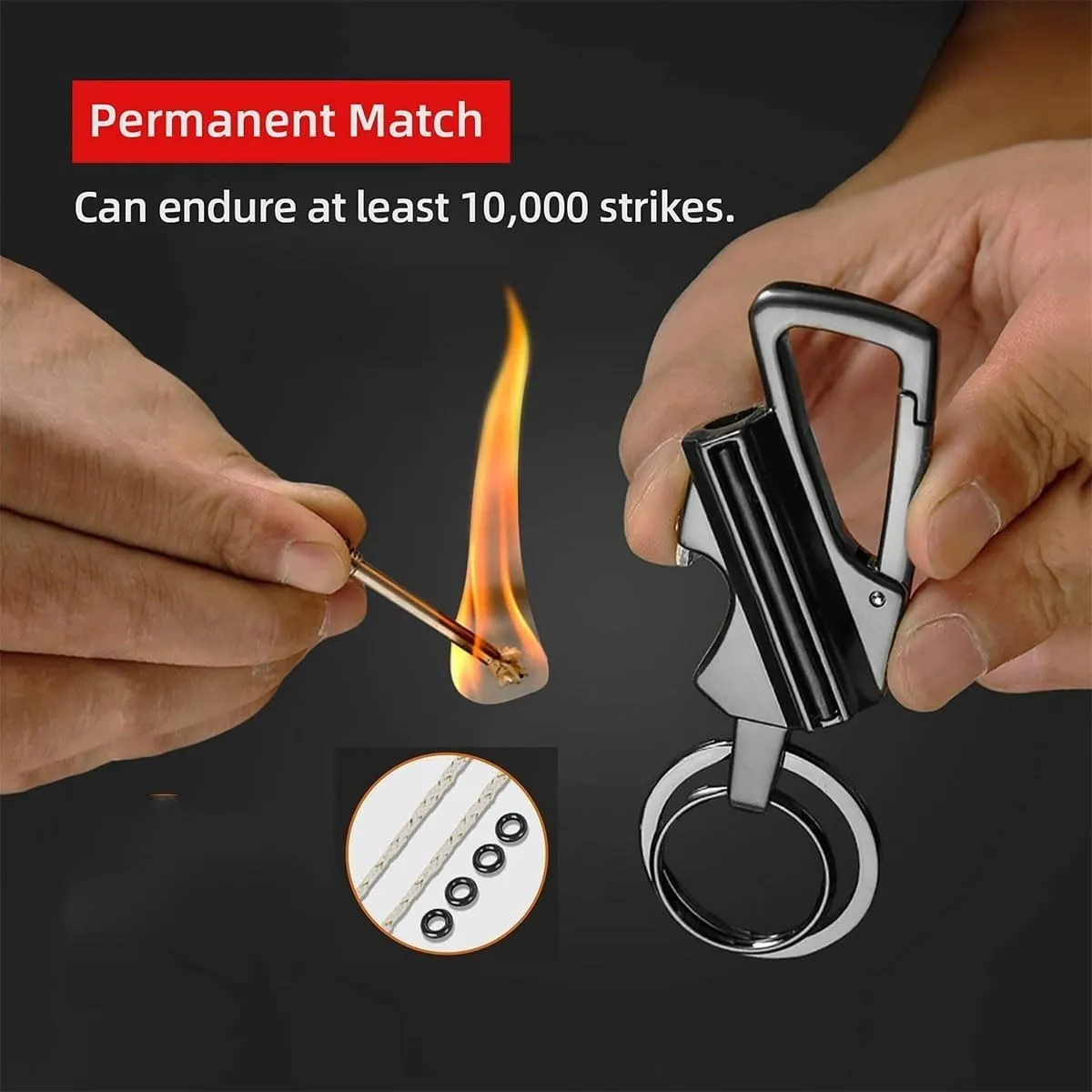 2 Pack Permanent Match Lighter with Multitool Keychain Bottle Opener,Reusable Waterproof for Outdoor Survival,Gift for Men(2pack Silver)