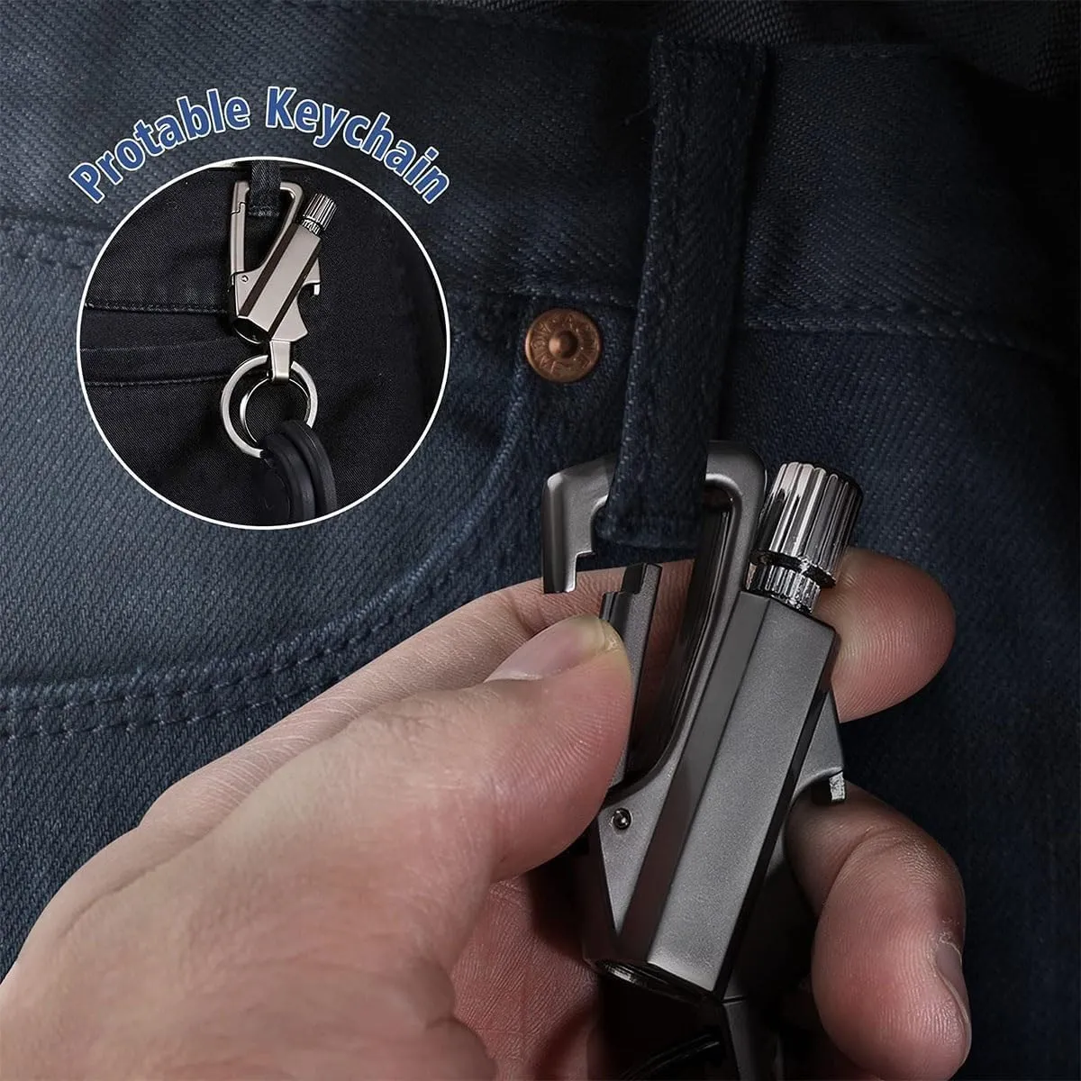 2 Pack Permanent Match Lighter with Multitool Keychain Bottle Opener,Reusable Waterproof for Outdoor Survival,Gift for Men(2pack Silver)