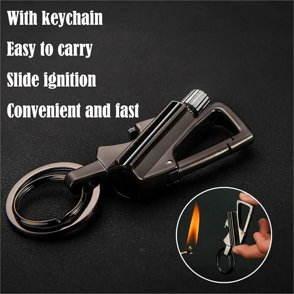 2 Pack Permanent Match Lighter with Multitool Keychain Bottle Opener,Reusable Waterproof for Outdoor Survival,Gift for Men(2pack Silver)