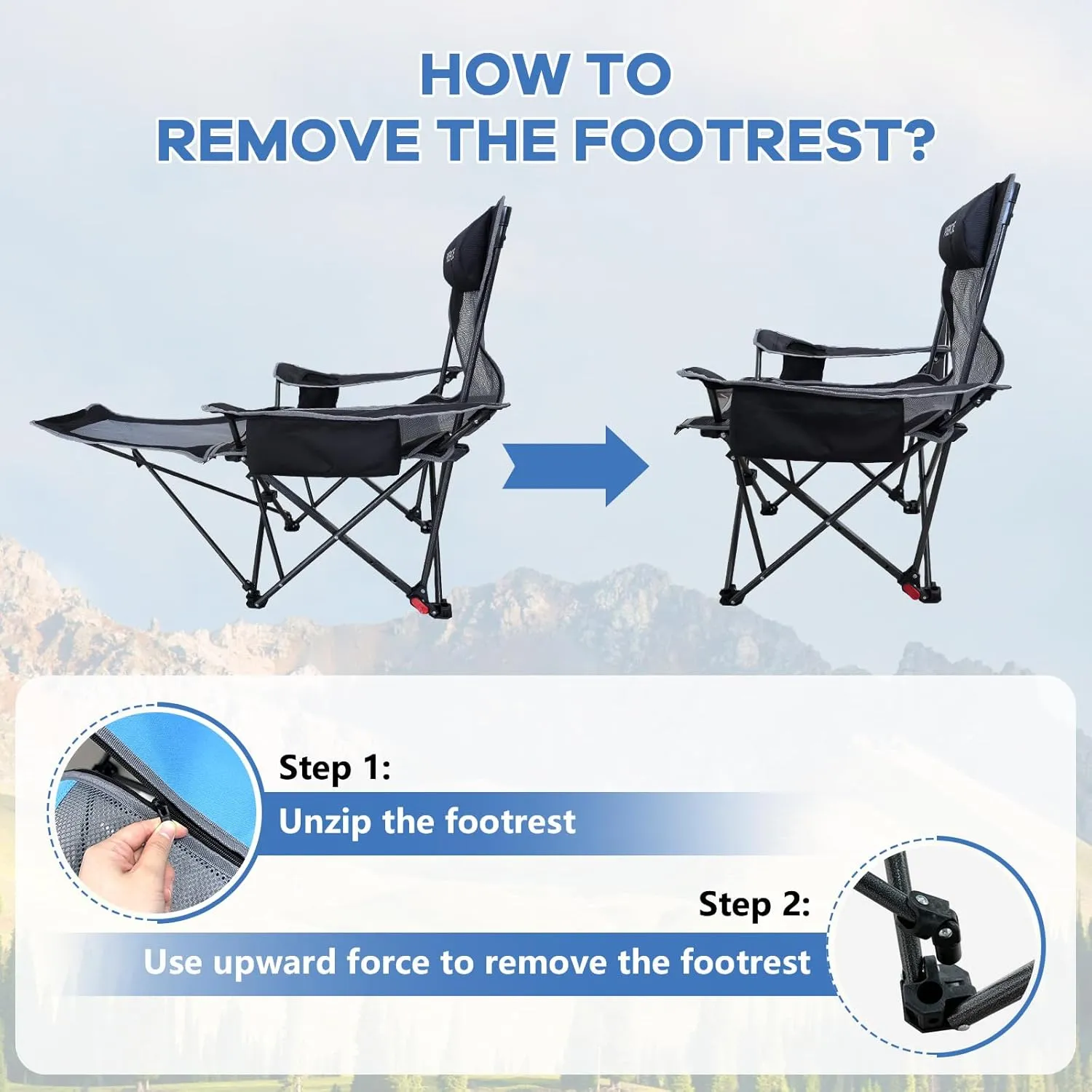2-Pack Reclining Camping Chair 4 Position with Foot Rest Comfortable for Adults 265Ibs Folding Lounger Mesh Beach Chair with Cooler Bag and Cup Holder for Outdoor Patio