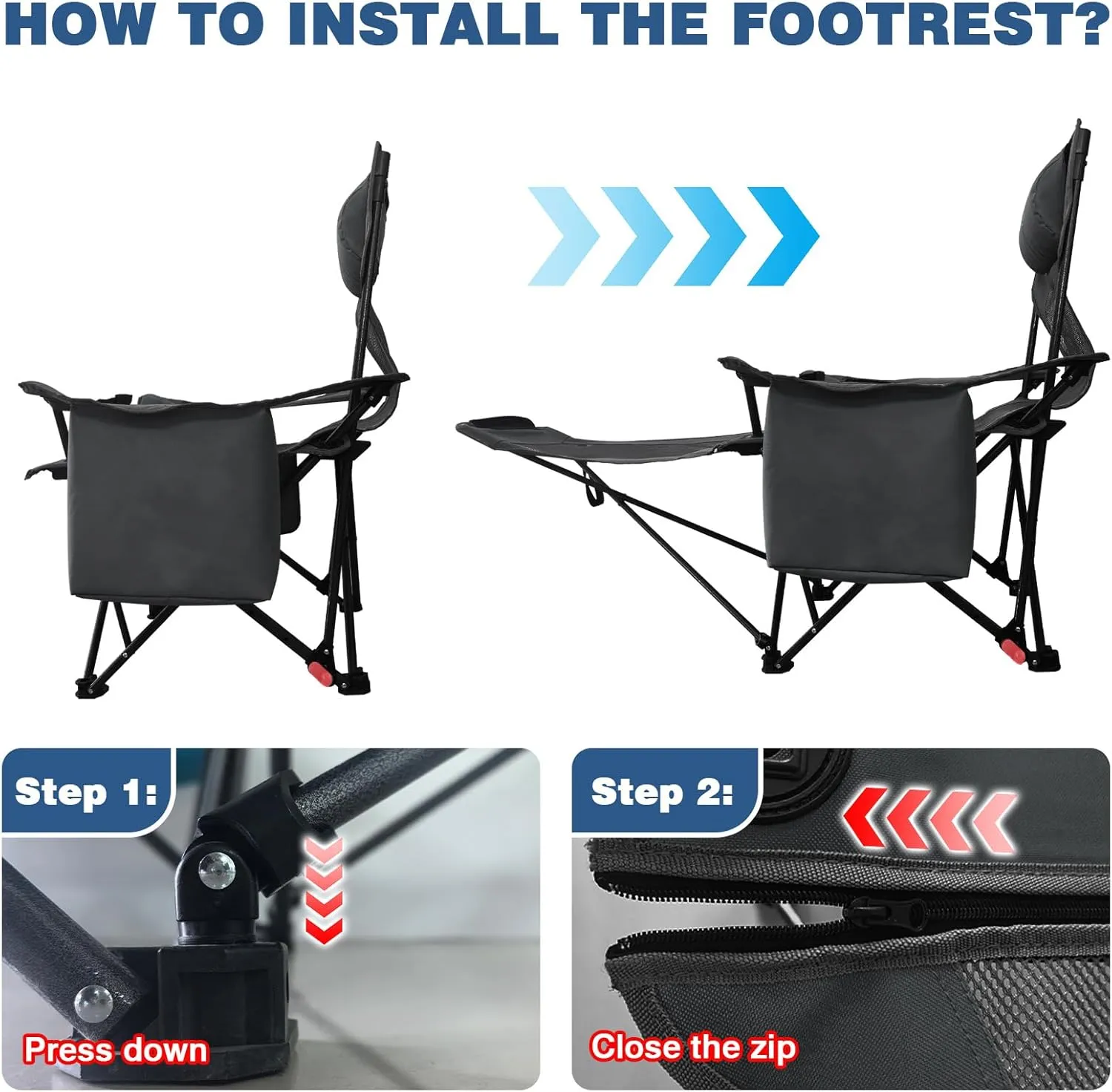 2-Pack Reclining Camping Chair 4 Position with Foot Rest Comfortable for Adults 265Ibs Folding Lounger Mesh Beach Chair with Cooler Bag,Cotton Cushion and Cup Holder for Outdoor Patio