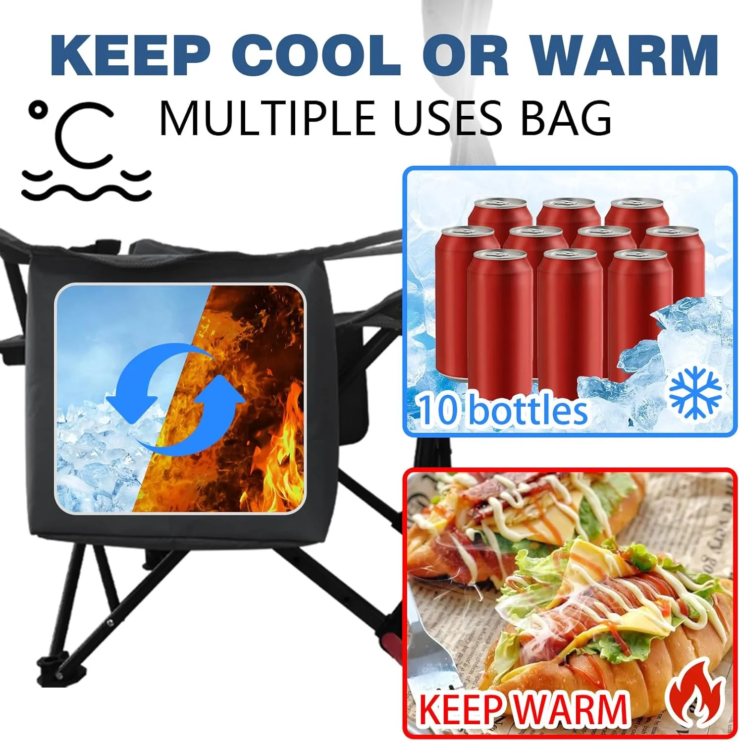 2-Pack Reclining Camping Chair 4 Position with Foot Rest Comfortable for Adults 265Ibs Folding Lounger Mesh Beach Chair with Cooler Bag,Cotton Cushion and Cup Holder for Outdoor Patio