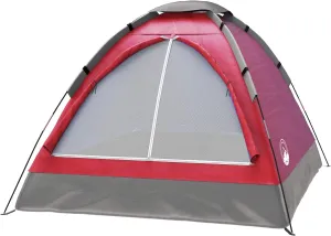 2 Person Camping Tent with Rain Fly and Carrying Bag - Lightweight Outdoor Tent for Backpacking, Hiking, or Beach Use by Wakeman Outdoors (Red)