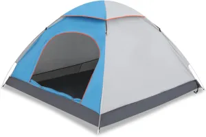 2 Person Dome Camping Tent Waterproof Lightweight Portable Backpacking Tent Easy Setup with Carry Bag Skylight for 4 Season Beach Lawn Garden Park Hiking, Gray/Blue