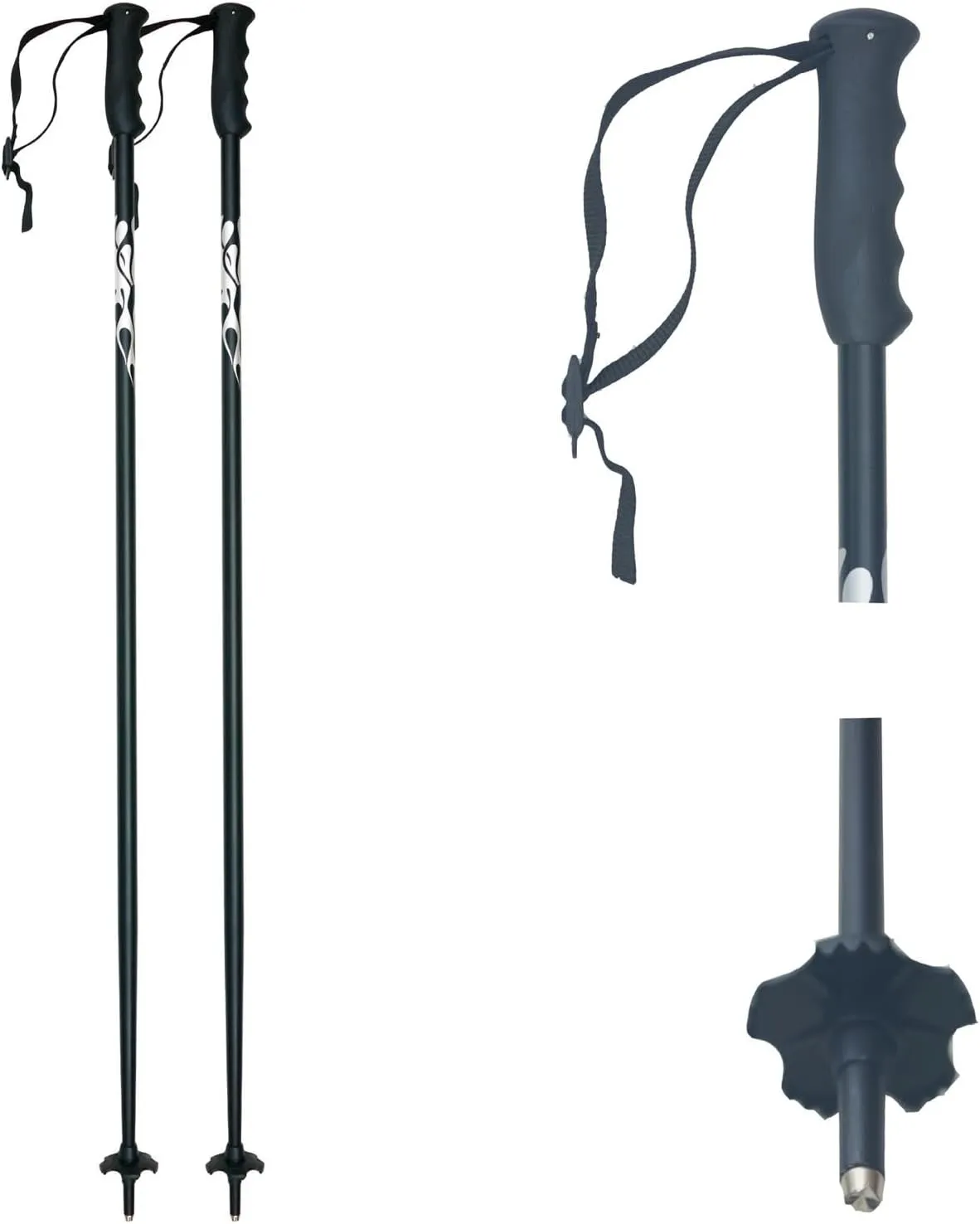 2 Pieces Ski Poles Hiking Poles Portable Rubber Anti Slip Handle for Men Women Trekking Canes for Trekking Outdoor Adventures