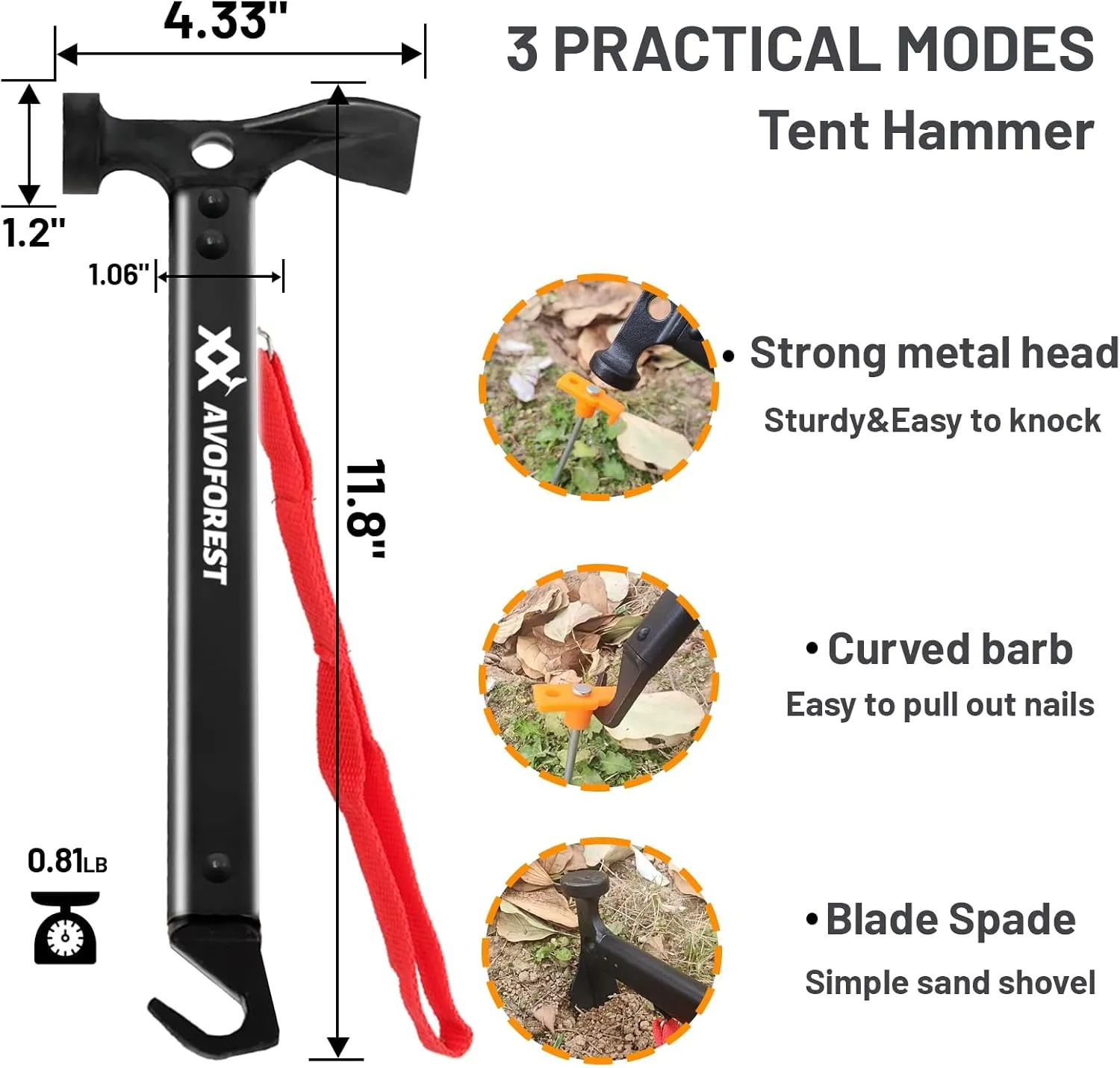 20 Pcs Tent Stakes with Camping Hammers,Avoforest 7.1 Inch Non-Rust Metal Tent Pegs   Portable Tent Stakes Hammers Ground Stakes and Tent Accessories Camping with Storage Bag,Garden,Hiking