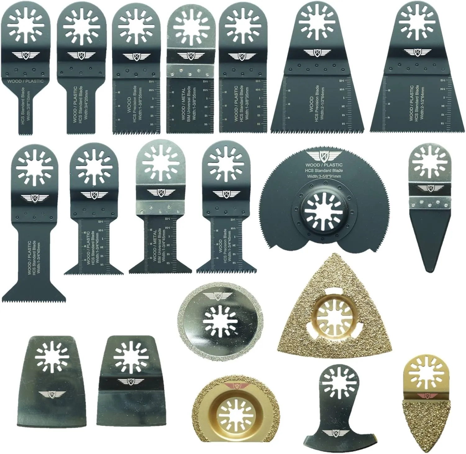 20 x TopsTools UNK20CD OMT Mix Blades for Bosch Fein MultiMaster (Non-StarLock) Makita Milwaukee Genesis Chicago Craftsmen Nextec Rockwell Ryobi Hitachi Multi Tool Accessories