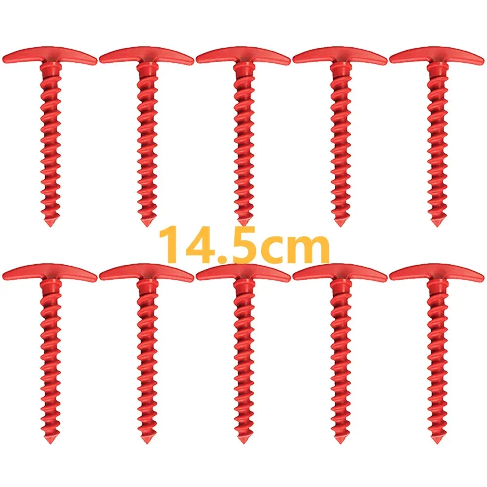 20/14.5Cm Screw-In Tent Stakes Ground Anchors M8 Carbon Steel Hexagonal Plastic Head Spiral Screws Camping Peg Ground Nails Tool