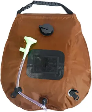 20L Camping Solar Shower Bag,Solar Heating Portable Shower Bag Camp Shower with Removable Hose for Traveling Hiking Climbing Outdoor,Brown