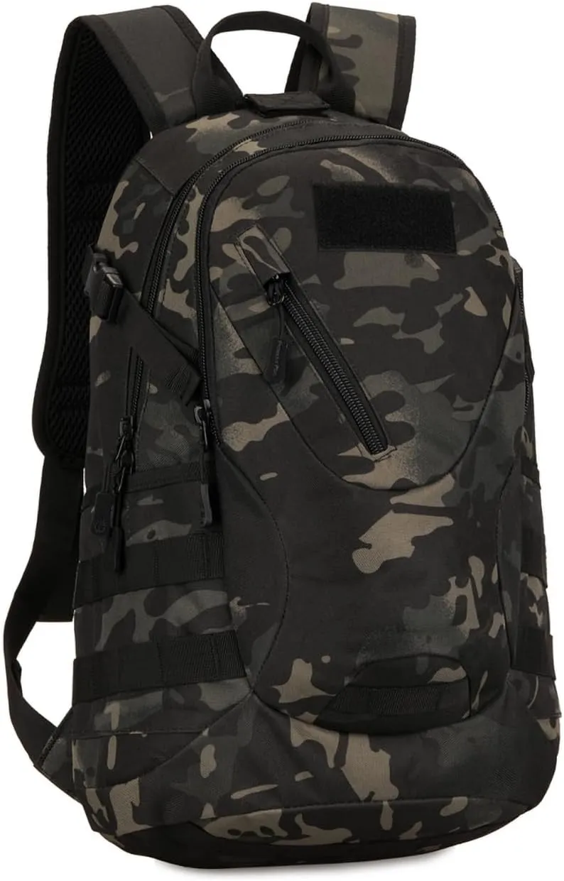 20L Tactical Backpack MOLLE Bag Military Satchel Daypack Waterproof Trekking Backpack, Dark Camo