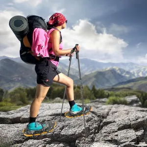 21 Inch Snowshoes & Trekking Poles Bundle for Men, Women, and Youth - Durable All Terrain with Adjustable Binding, Carry Bag and Lightweight Aluminum Walking & Hiking Poles, Gold