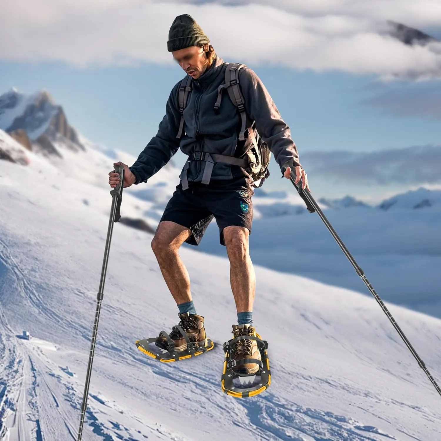 21/25 Inch Snowshoes & Trekking Poles Bundle for Men, Women, and Youth, All Terrain Snow Shoes with Adjustable Binding, Carry Bag and Lightweight Aluminum Walking & Hiking Poles
