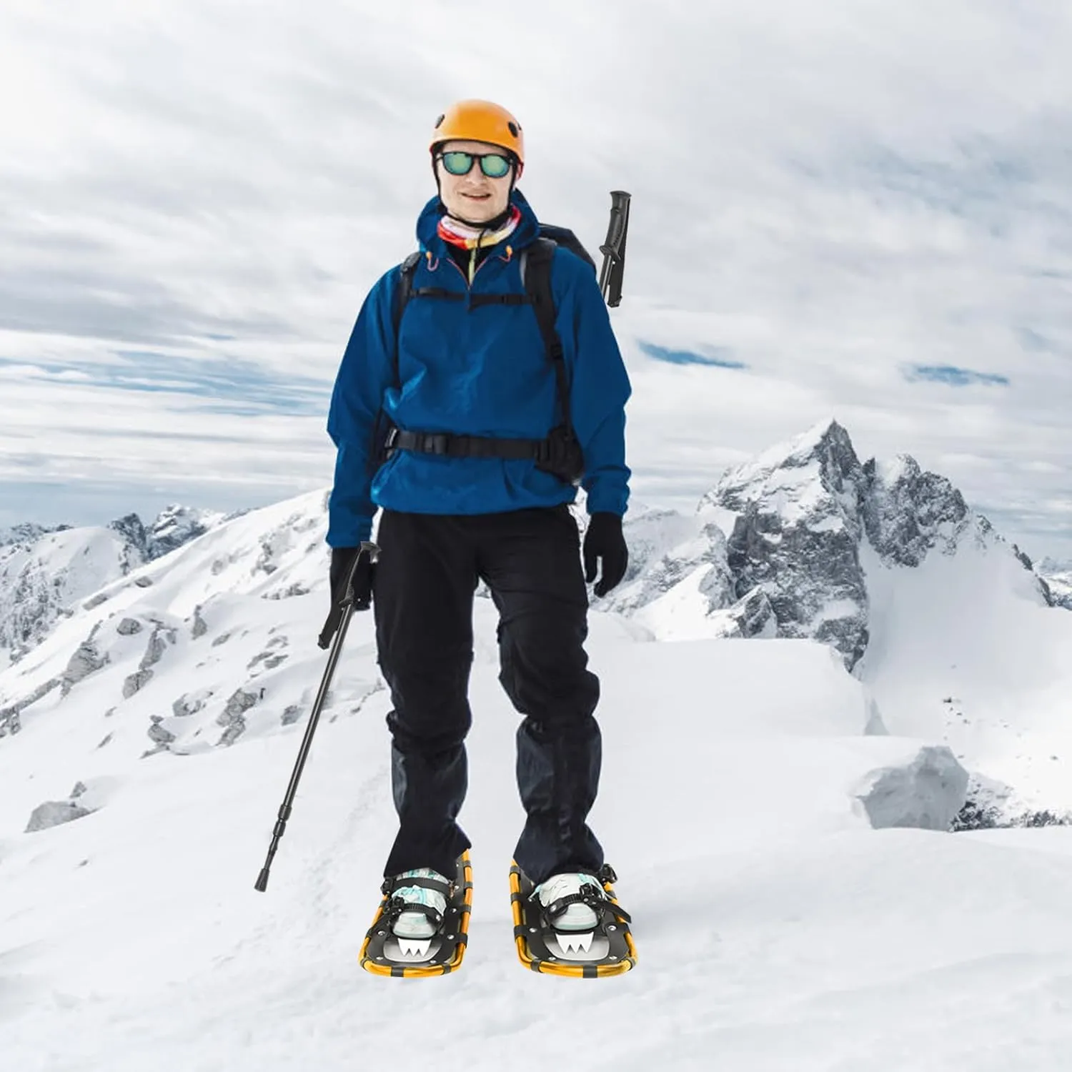 21/25 Inch Snowshoes & Trekking Poles Bundle for Men, Women, and Youth, All Terrain Snow Shoes with Adjustable Binding, Carry Bag and Lightweight Aluminum Walking & Hiking Poles